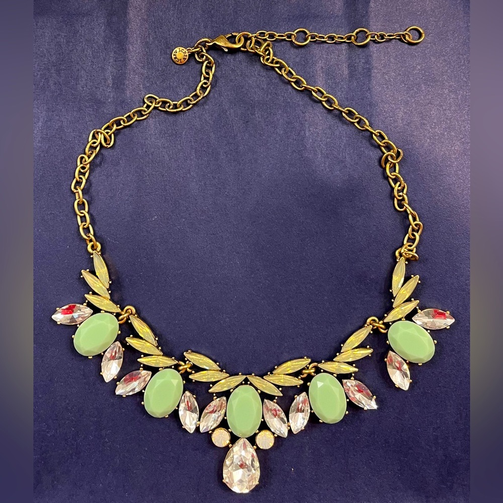 J Crew crystal green stone necklace